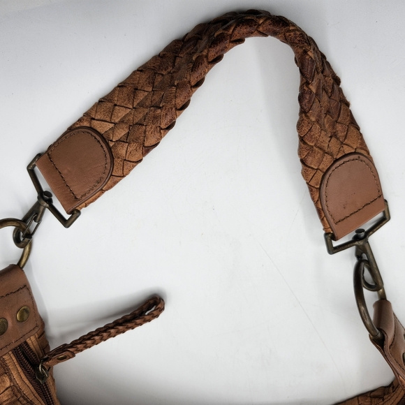 Donna Dixon Vintage Woven Hobo Tan Leather Shoulder Bag - Picture 9 of 14